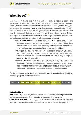 example page 3 from our offline Travel Guide for Bosnia and Herzegovina
